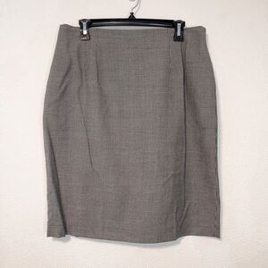Vintage Houndstooth Knee Length Wool Skirt Size 14